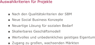 Auswahlkriterien fr Projekte